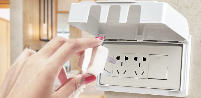 Fielect Weatherproof in Use Outlet Cover Plug Receptacle Protector for Retrofit Siding Construction White 118 Type 170x95x41mm 1Pcs
