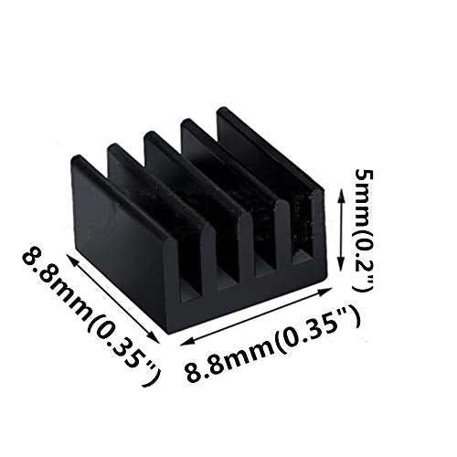 LUOQIUFA 20pcs Small Mini Heatsink Kit, Mini Cooler Aluminum Heat Sink for Cooling VRM Stepper Driver MOSFET VRam Regulators (8.8mmx8.8mmx5mm)