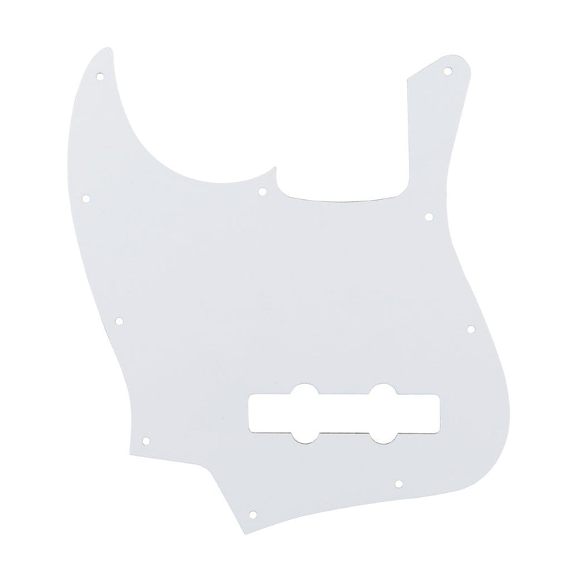 FLEOR 10 Hole Jazz Bass Pickguard 3Ply Scratch Plate without Truss Rod Notch for Fender Standard 4 String Model Jazz Bass Guitar, White