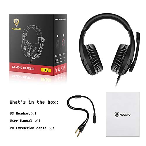 [AUSTRALIA] - NUBWO U3 3.5mm Gaming Headset for PC, PS4, Laptop, Xbox One, Mac, iPad, Nintendo Switch Games, Computer Game Gamer Over Ear Flexible Microphone Volume Control with Mic - Black 