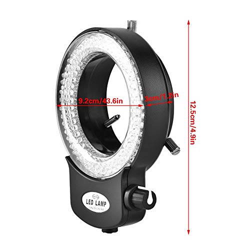Microscope Camera Ring Lamp 144 LED Beads Light Source Brightness Adjustable Variable Control Shadowless Lighting(US Plug 110‑220V (White))
