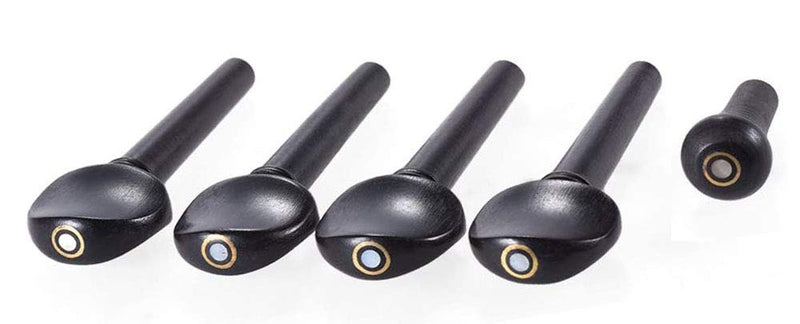 Jiayouy 5Pcs Ebony Wood Violin Fiddle Tuning Pegs Endpin Set for 4/4 Violin Replacement No Hole