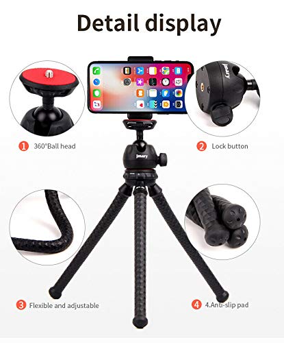 JMARY MT-25 - Table Top Mini Portable Flexible Tripod Stand for Mobile Phones and DSLR & Digital Cameras - Coming with Universal Mobile Phone Holder (MT-25-BLK) MT-25-BLK