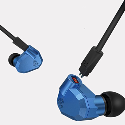 Quad Driver Headphones, WishLotus KZ ZS5 2DD+2BA Hybrid In Ear headset HiFi DJ Monitor Extra Bass, Detachable Cable Noise Canceling Earbuds (Blue with Microphone)