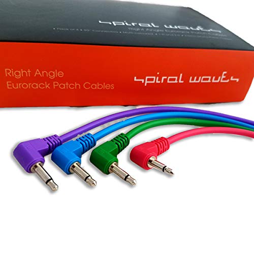 [AUSTRALIA] - Right Angle Connectors Eurorack Cables for Home Recording Studio Patch Bay. Premium Quality, Perfect for semi-Fixed Connections. Kit has 4 Cables Multi-Colored 1&2ft Cables. Ideal for Music Producers 
