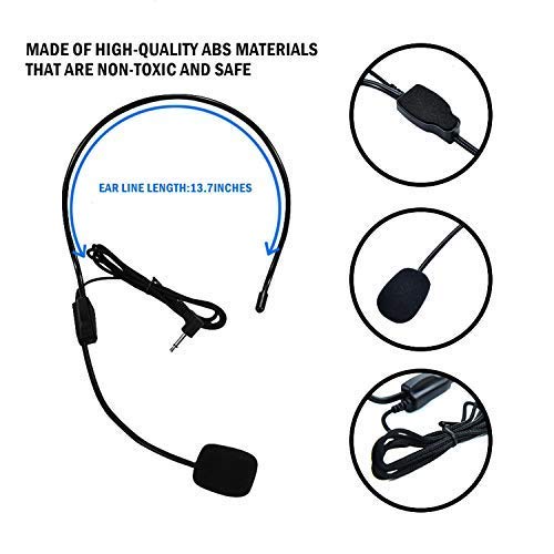 [AUSTRALIA] - Set of 2 Headset Microphone, Flexible Wired Boom for Voice Amplifier,Teachers, Speakers, Coaches, Presentations, Seniors and More, Black 