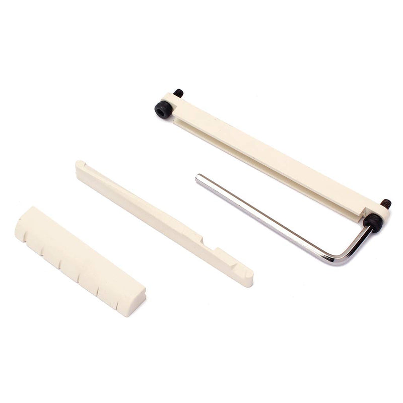 [AUSTRALIA] - Alnicov Guitar Brigde Saddle Set,Adjustable Lifting Guitar Brigde Saddle Upper Lower Nut Set for 6 String Acoustic Guitar,White 