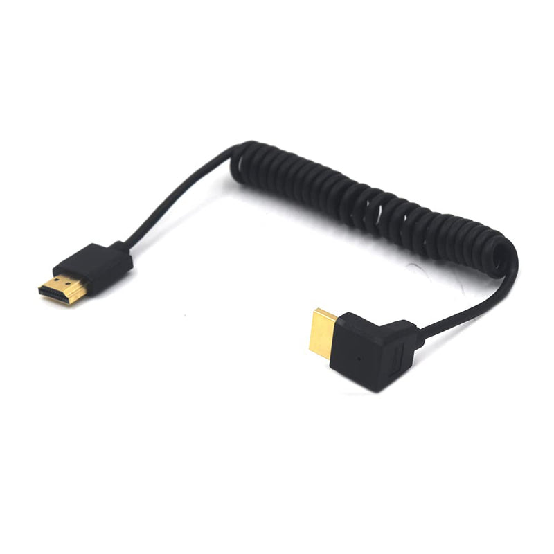 Kework 3.9ft HDMI 4K Coiled Cable, HDMI 2.0 Version HD High Speed Cable, 90 Degree Down Angle HDMI Male to HDMI Male Adapter Spring Spiral Cord, 4k 60HZ (Up Angle) Up Angle