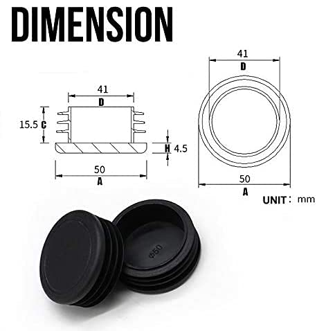 MUZIEBA 2 inch Round Tubing Plug End Caps, 12 Pack Tubing Post End Cap, Dia.50mm Black Plastic Round Plugs, Chair Glide Floor Protector Dia.2"