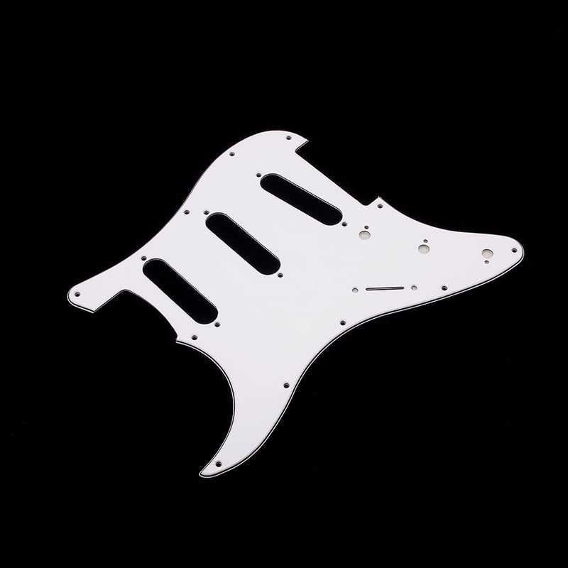 Alnicov Left Handed SSS 11 Hole Guitar Strat Pickguard for Stratocaster Guitar Replacement Parts,3Ply White