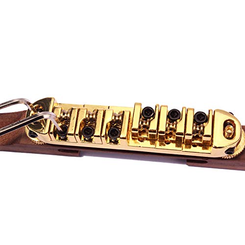 Alnicov Gold Plated Roller Saddles Rosewood Bridge Set For Jazz Guitar