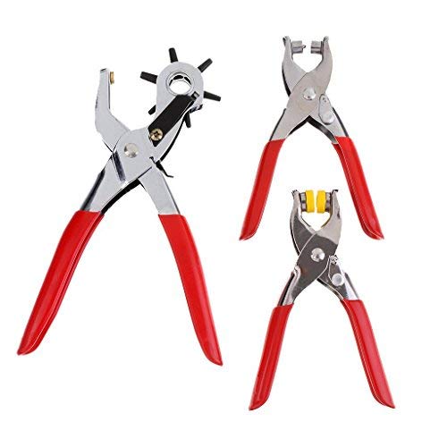 3 Pieces Revolving Hole Punch&Eyelet Plier &Press Snap Plier with Eyelets Grommets and Pliers (B)