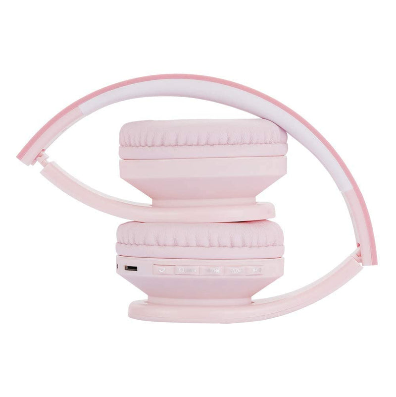 [AUSTRALIA] - Bluetooth Headphones for Kids, PowerLocus Wireless Foldable Headphones Over Ear, Headphone with Microphone, 85DB Volume Limit, Wireless and Wired Headset with Micro SD, FM for Cellphones, Tablets, PC Pink 