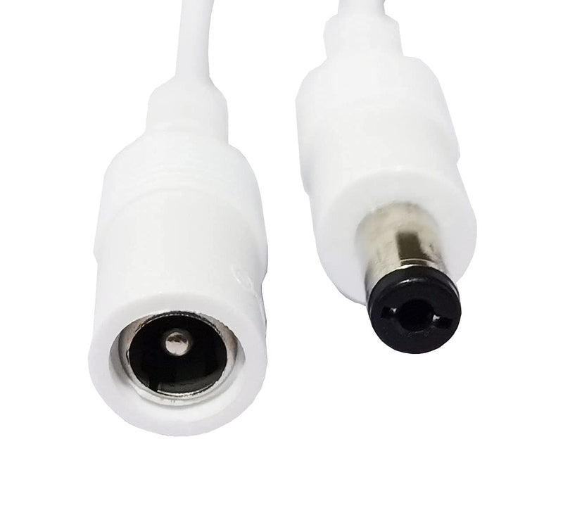 LitaElek 2x 2.5m/8.2ft DC 12V Extension Cable with 2.1mm x 5.5mm DC Plug Adapter DC 0-36V Male to Female Power Cord for Car Monitor, CCTV Wireless IP Camera, LED Strip Light, etc.(2.5m, 2pcs, White)