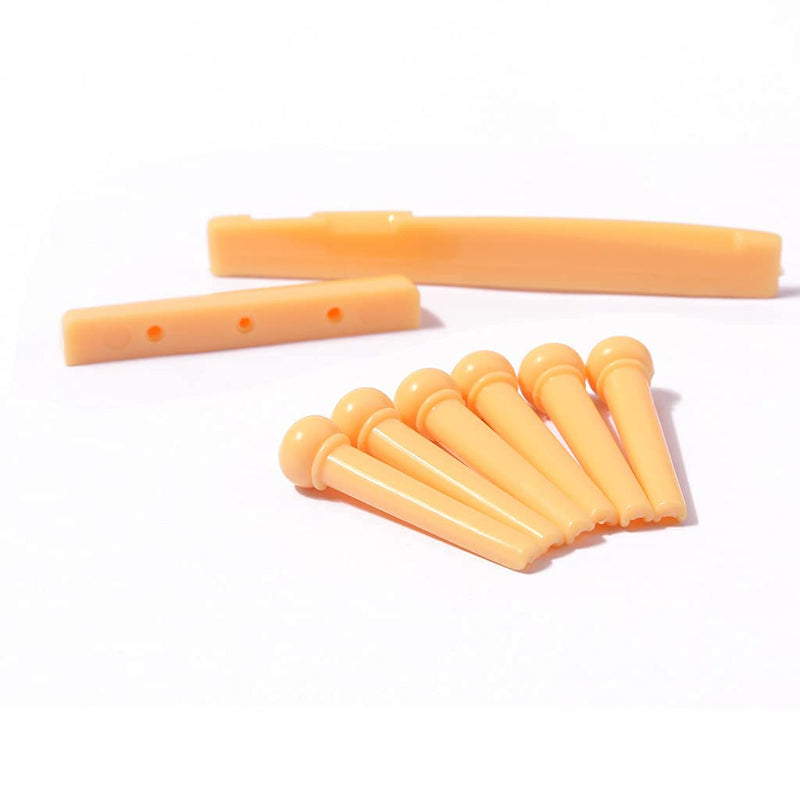 Alnicov Acoustic Guitar Plastic Bridge Saddle and Nut for Acoustic Guitar Replacement Parts