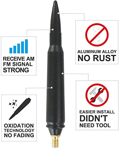[AUSTRALIA] - ZYTC Bullet Style Stubby Antenna Mast Radio Aerial Black Replacement Fit Jeep Wrangler JK & JL & TJ 1997-2019 | 5.7 inches 