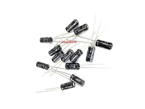 Electrolytic Capacitors Kit, Aluminum Radial Leads Capacitor Assorted Assortment Box Kit Set of 500-16V 25V 50V Capacitor, Range 0.1uF-1000uF, by Ltvystore