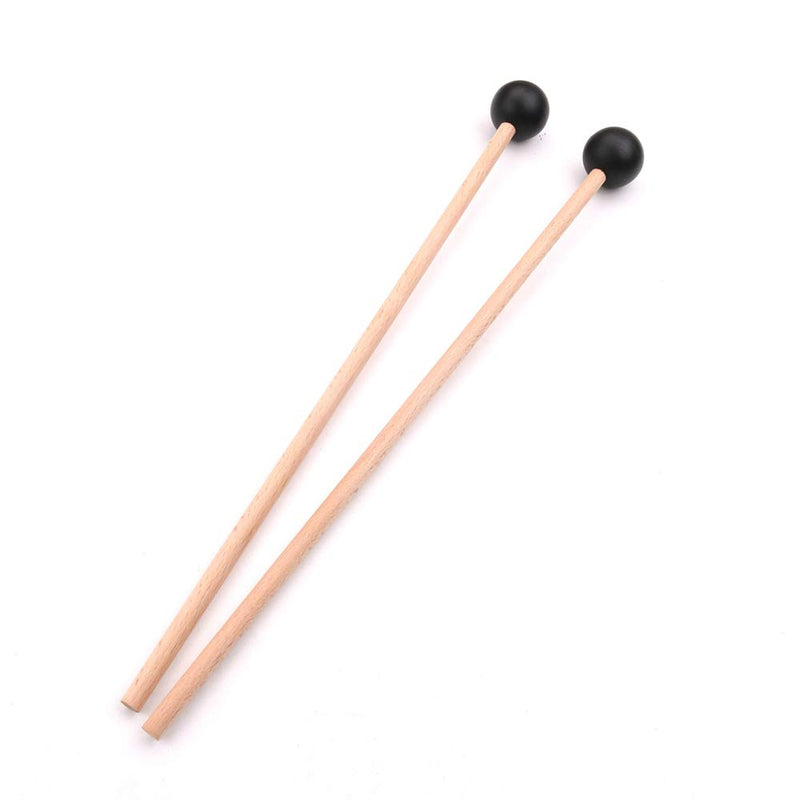 MUPOO 1-Pair 15Inch Black Plastic Head Mallet Percussion Bell Mallets Sticks with Wooden Handle Music Accessories