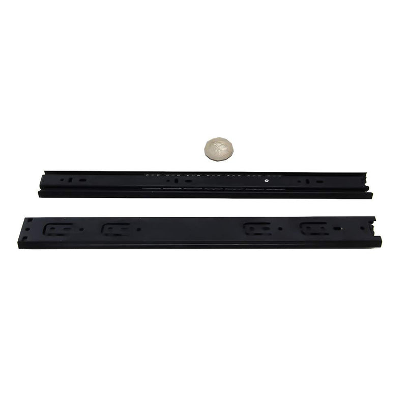 MroMax 16Inch Drawer Slides, Full Extension Ball Bearing Slide Track Rail 1.65Inch Wide 100lb Capacity Black 1 Pair