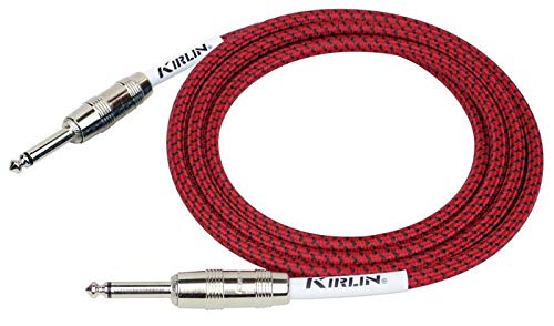 Kirlin IWC201PNRD-20FT Fabric Straight Instrument Cable Guitar Lead, Red, 20 ft