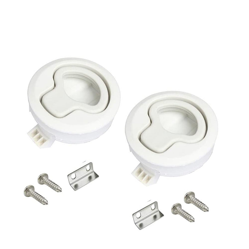 Flush Pull Latch Slam Latch 1/4" Marine Hatch Latch Round for Boat Deck RV Cabinet Door Drawers 2 Pack (Off-White, Non-Locking)
