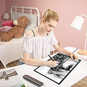 A3 Ultra-Thin Portable LED tracing Light Box Dimmable Brightness LED Art Tracing Pad for Artist Drawing Sketching Animation Stencilling and 5d Diamond Painting (Black, A3) Black