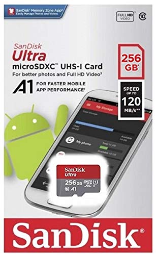 SanDisk Ultra 256GB Micro SD Card for Motorola Cell Phone Works with Moto E 2020, Moto E7, Moto G Power, Edge+ (SDSQUA4-256G-GN6MN) Bundle with (1) Everything But Stromboli MicroSD Memory Card Reader Class 10 256GB