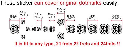 Inlay Sticker Fret Markers for Guitars & Bass - Route 66,F-042R6-WT