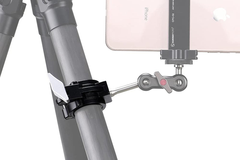 SunwayFoto Titan Tube Clamp CC-01 Accessory / Magic Arm Mount w 1/4" & 3/8" Sockets Ideal for 32mm & 36mm Legs