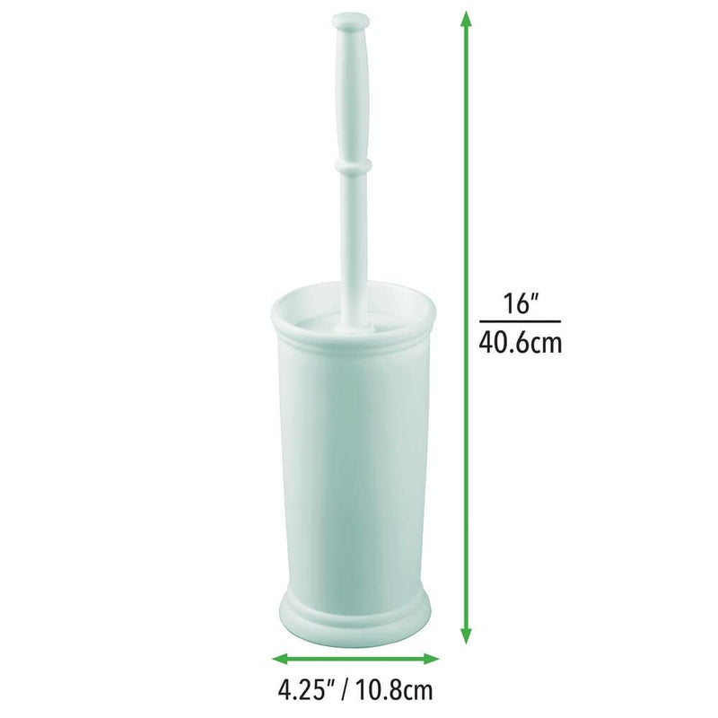 mDesign Compact Freestanding Plastic Toilet Bowl Brush and Holder for Bathroom Storage and Organization - Space Saving, Sturdy, Deep Cleaning, Covered Brush - Mint Green