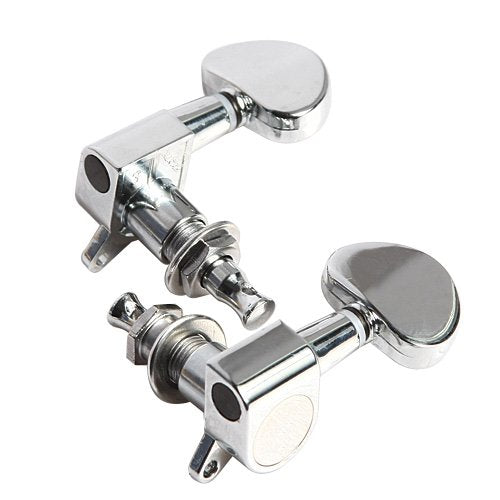 Kmise A0103 6 Piece 3L3R Acoustic Guitar Tuning Pegs Machine Head Tuners, Chrome