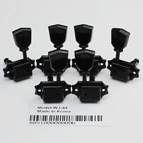 [AUSTRALIA] - Wilkinson Deluxe 3x3 Guitar Machine Heads WJ-44 – (3R + 3L) Vintage Tuning Key Pegs Tuners Replacement for Gibson Les Paul SG Epiphone Style Electric or Acoustic Guitars (Black) Black 