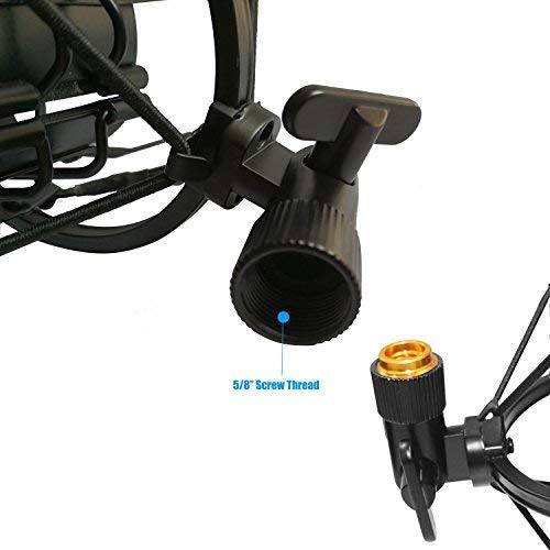 Universal Microphone Shock Mount for Standard Condenser Mic, Gulee Adjustable Anti Vibration Metal Shockmount Mic Holder Clip Clamp with 5/8" Screw Adapter for [48MM-54mm] Microphone [Durable]