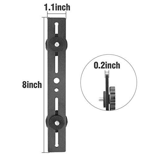 Dual Flash Bracket,Chromlives Dual Tripod Mount Bracket,1/4" Dual Camera Mount Flash Extension Bar,8" Dual Tripod Bracket for Camera,LED Light,DSLR Camera,Tripod,Flash Light(2 Pack)