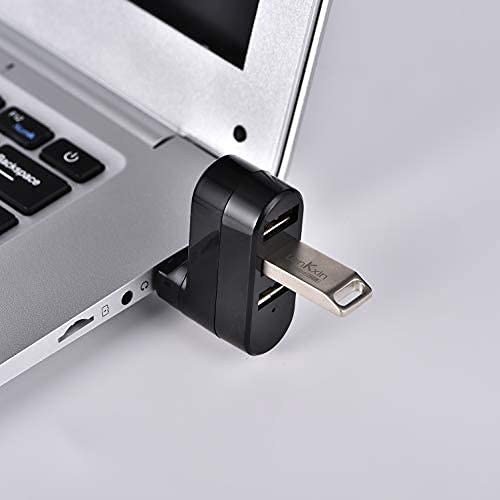 Usb2.0hub Dock 3-Port USB Splitter USB 2.0 3-Port hub 7-Word Rotary hub(Black)