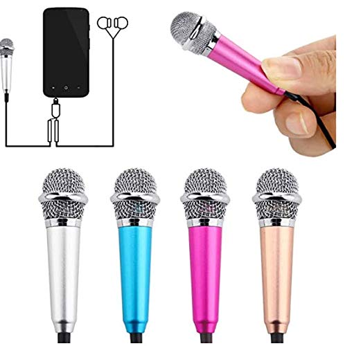 4 Pieces Mini Microphone Portable Vocal Microphone Mini Karaoke Microphone for Mobile Phone Laptop Notebook, 4 Colors