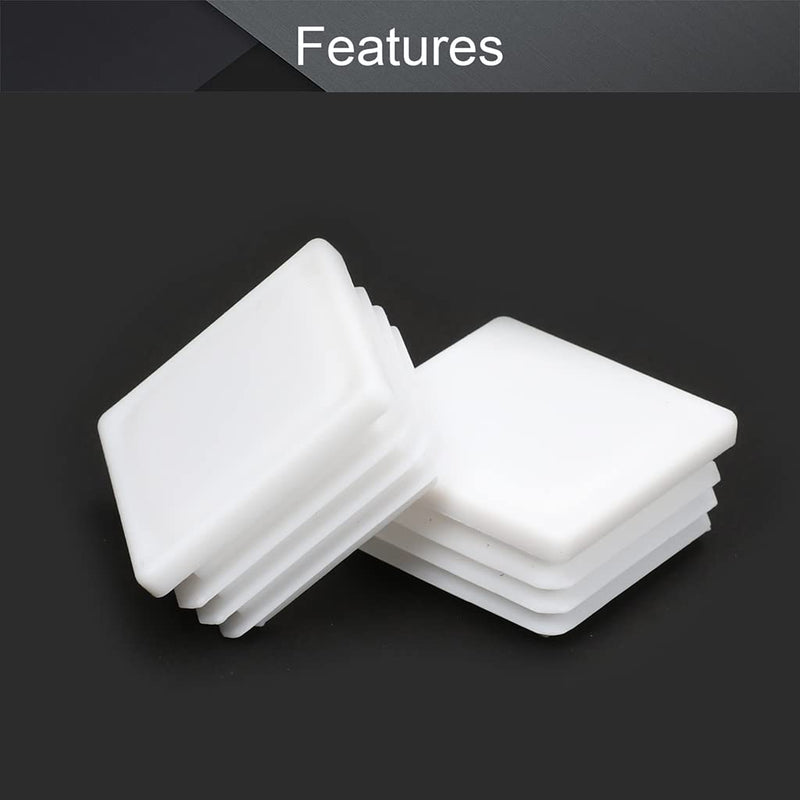 MroMax 20PCS 1.5" x 1.5" (LxW) Plastic Tubing Plug Square Post End Caps for Handrail Stair Newel Guardrail Tube White
