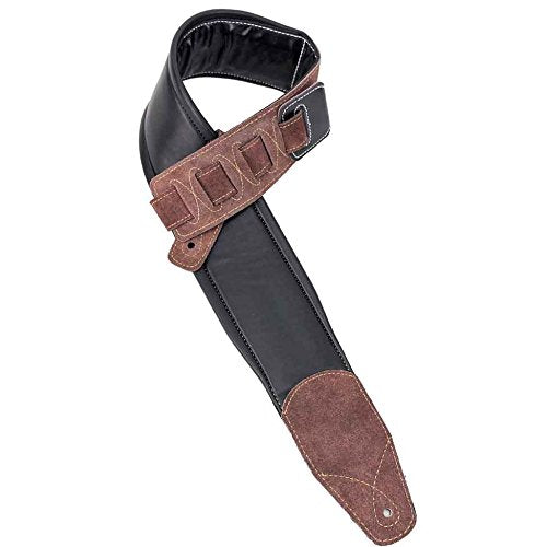 Walker & Williams Super Wide 4" Double Padded Top Grain Black Leather Bass Strap