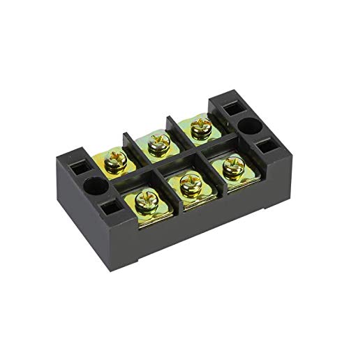 5 Pcs 3 Positions Dual Rows 600V 45A Screw Wire Barrier Block Terminal Strip Block TB-4503L with Removable Clear Plastic Insulating Cover 45A 3 Positions (TB-4503L)