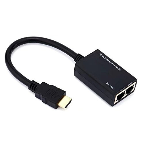 Paddsun HDMI Extender Over RJ45 CAT5e CAT6 LAN Ethernet Network Balun Adapter Repeater Up to 100ft 1080P HDMI Cable(30M Sender + Receiver, 2 Ports RJ45)