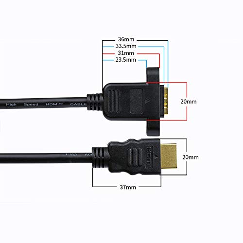Qaoquda Panel Mount HDMI Extension Cable High Speed HDMI Male to Female Extension Cable with Screw Nut Support 4K Resolution for Blu Ray Player, 3D TV, Roku, Xbox360,Black (3.3FT/1M) 3.3FT/1M