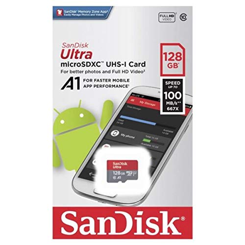 SanDisk 128GB Ultra Micro SD Memory Card Class 10 Works with Garmin Series Mini, 56, 66W Dash Camera (SDSQUAR-128G-GN6MN) Bundle with (1) Everything But Stromboli SD & MicroSD Card Reader