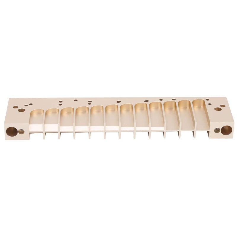 Harmonica Comb 12‑Hole Aluminum Alloy Comb Harmonica Part for 270 LA12 TOOTS Reed Plate with Two Colors(Gold) Gold