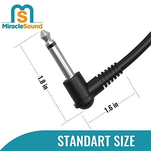 [AUSTRALIA] - Miracle Sound Guitar Patch Cable for Pedalboard Effects with Right Angle Plug 3-Pack Ideal Electric Guitar and Bass Livewire Cable (3 Feet) 3 Feet 