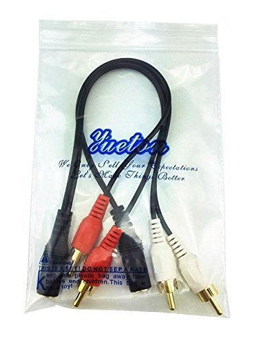 yueton 2 Pack Gold 3.5mm 6" Stereo Female Mini Jack to 2 Male RCA Plug Adapter Audio Y Cable