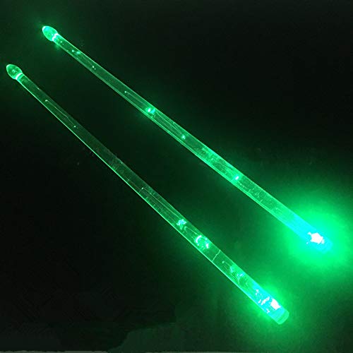 YiPaiSi Bright LED Light Up Drumsticks, 5A Drumsticks Light LED, Light Up Drumsticks, Glow in The Dark Night light Drum Sticks for Young & Old (Green)