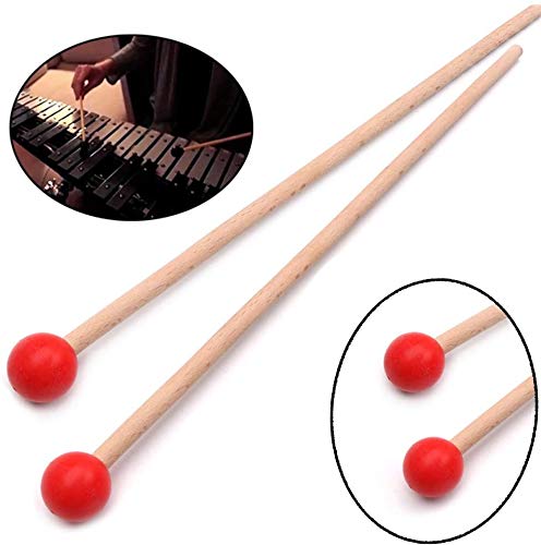 Tzong 2Pcs 1.43" Red Marimba Sticks Mallets Xylophone Piano Hammer Percussion Instrument Accessories