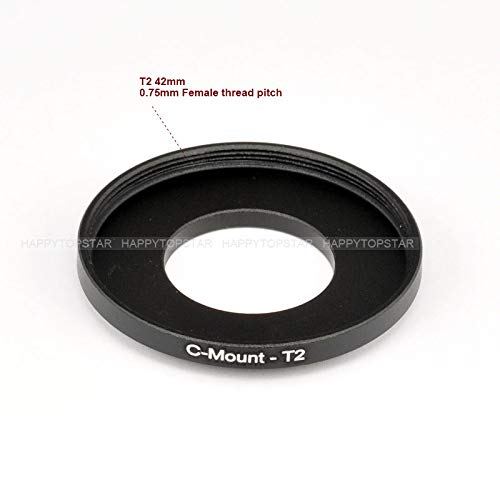 C Mount (25mm 0.75mm Thread Pitch) to T T2 (42mm 0.75mm Thread Pitch) C Mount-T2 mm Male to Female Coupling Ring Adapter for Lens Filter