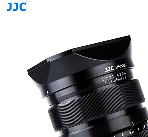 JJC LH-JXF23 Black Bayonet Metal Square Lens Hood for FUJINON XF 23mm F1.4 R XF 56mm F1.2 R XF 56mm F1.2 R APD, with Front Cap, Fuji 23mm F1.4 XF 56mm F1.2 Lens Hood, Replaces Fujifilm LH-XF23