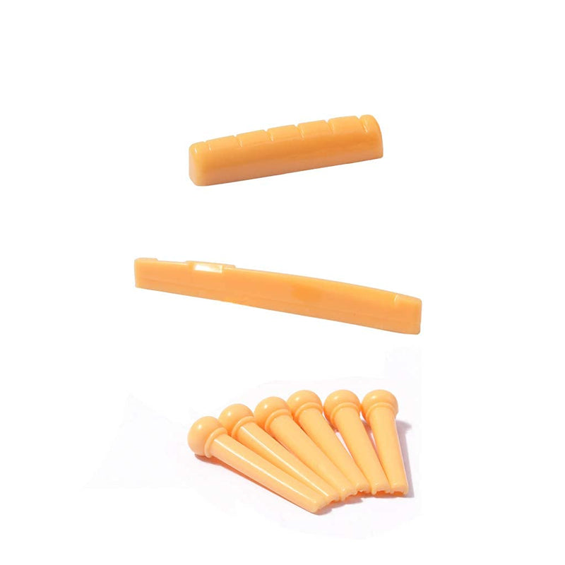 Alnicov Acoustic Guitar Plastic Bridge Saddle and Nut for Acoustic Guitar Replacement Parts